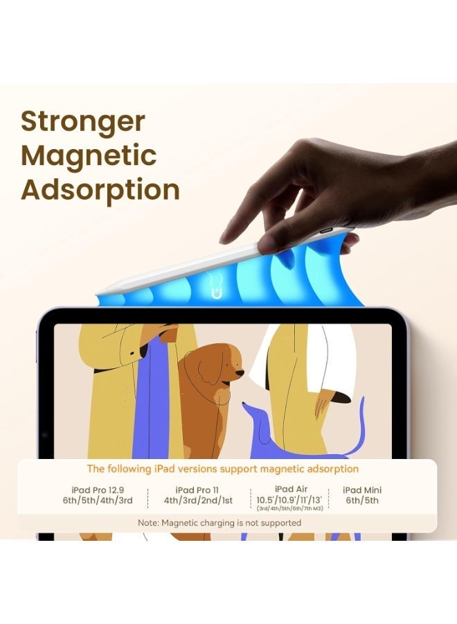 بواي قلم شاشة لجهاز iPad مع وظيفة رفض راحة اليد، قلم نشط متوافق (2018-2025) Apple iPad Pro 11/12.9 بوصة، iPad 10/9/8/7/6th، iPad Air 5/4/3 الجيل، iPad Mini 6/ الجيل الخامس - Image 3